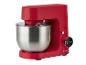 Rode SilverCrest keukenmixer met roestvrijstalen kom en digitaal display.