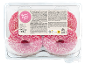 Vier roze donuts met hagelslag in een transparante verpakking, met productetiket.