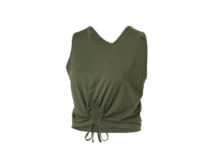 Olijfgroene mouwloze top met trekkoord en geplooid detail aan de voorzoom