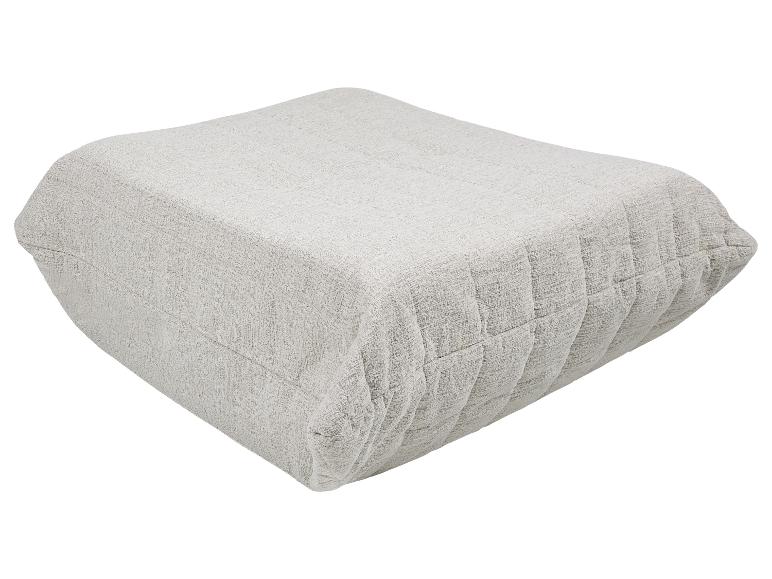 Lichtgrijze getextureerde voetenbank of poef met gewatteerde zijkanten