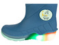 Blauwe regenlaarzen met lichtgevende zolen en een skateboard-print.
