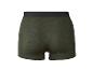 Achteraanzicht van donkergroene herenboxershorts met een zwarte tailleband.