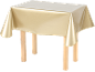 Glanzend gouden tafelkleed op een houten tafel