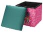 Roze opbergdoos met puppy en groen gewatteerd deksel