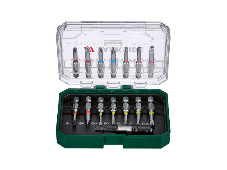 Wiha schroevendraaierbitsset in een plastic doosje.