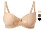 Vrouwelijke lingerie: beige kanten bh.