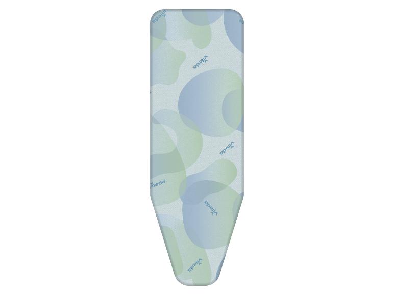 Vileda strijkplankhoes met blauwe en groene bubbelprint.