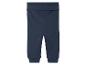 Donkerblauwe broek met elastische tailleband.