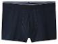 Donkerblauwe herenboxershort met elastische tailleband met witte en blauwe strepen.