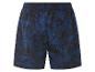 Donkerblauwe zwemshorts met tropische print.
