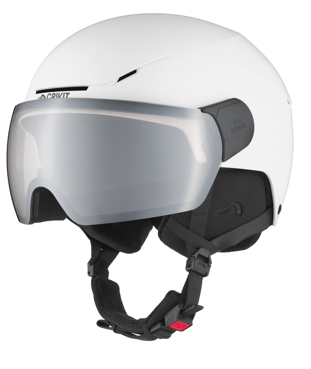 CRIVIT Skihelm met meekleurend vizier, Premium (M/L, Wit)