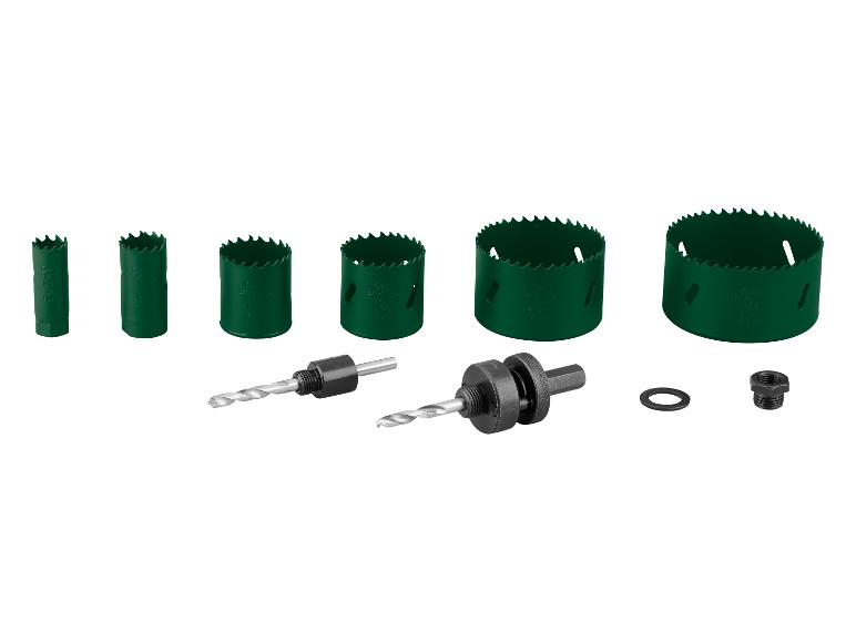 Set metaal gatzaagbladen, boren en accessoires.