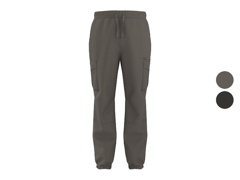Grijze cargobroek voor heren met trekkoord in de taille en geribde boorden.