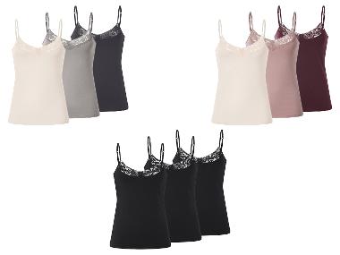 ESMARA® Set van 3 dames spaghettitops, met kant