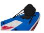 Blauw opblaasbaar SUP board met zwart zitje en rugleuning.