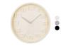 Ronde wandklok, minimalistisch design, crèmekleurig.