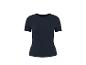 Donkerblauw dames T-shirt met korte mouwen en geribbelde textuur.