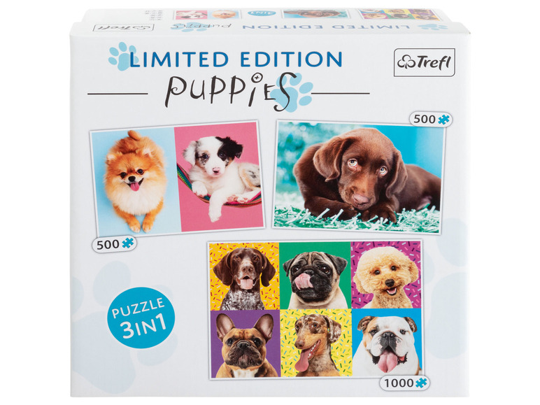 Trefl puzzel met puppy's, 500 en 1000 stukjes.