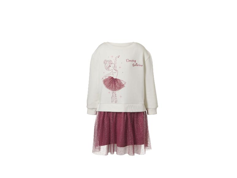 Jurk met lange mouwen, tule rok en ballerina-print