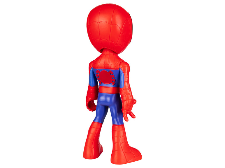 Een rood Spider-Man speelgoedfiguur van achteren.