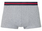 Grijze boxershorts met rode en blauwe band.