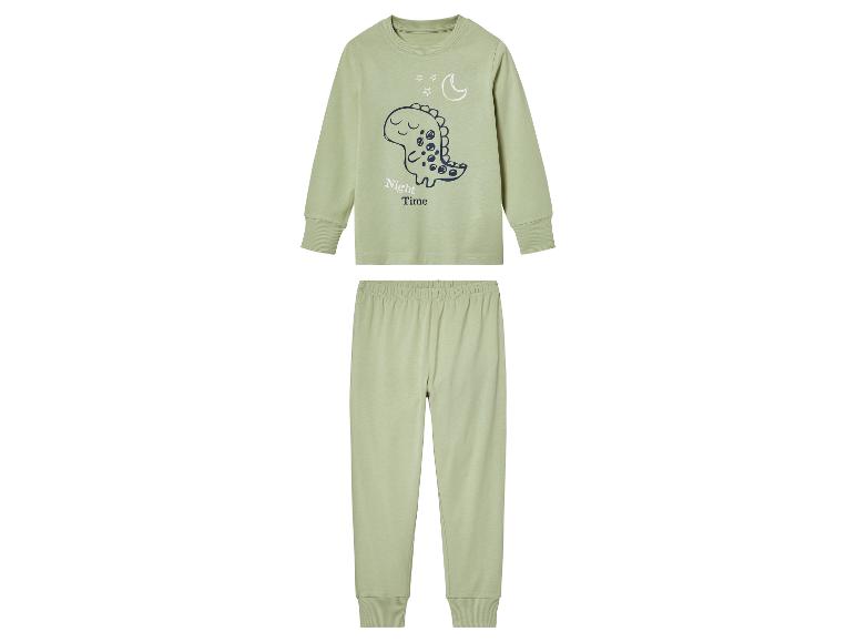Groene pyjama met een dinosaurusprint voor kinderen.