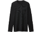 Zwart heren T-shirt met lange mouwen, ronde hals en borstzakje.