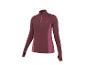 Bordeauxrood sportshirt met lange mouwen en rits voor dames, met roze details.