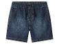 Donkerblauwe denim shorts met elastische tailleband en trekkoord