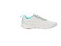 Witte sportschoenen met blauwe en grijze details.
