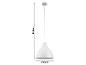 Witte hanglamp met een diameter van 31,5 cm en een lengte van 103 cm.