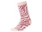 Roze sok met donkerrode zebraprint.