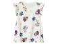 Witte meisjesjurk met cartoonfiguren en bloemenprint