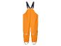 Oranje regenbroek met bretels.