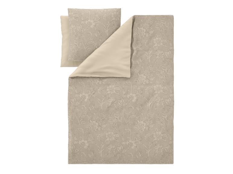 Beige dekbedovertrek en kussensloop set met bloemenpatroon