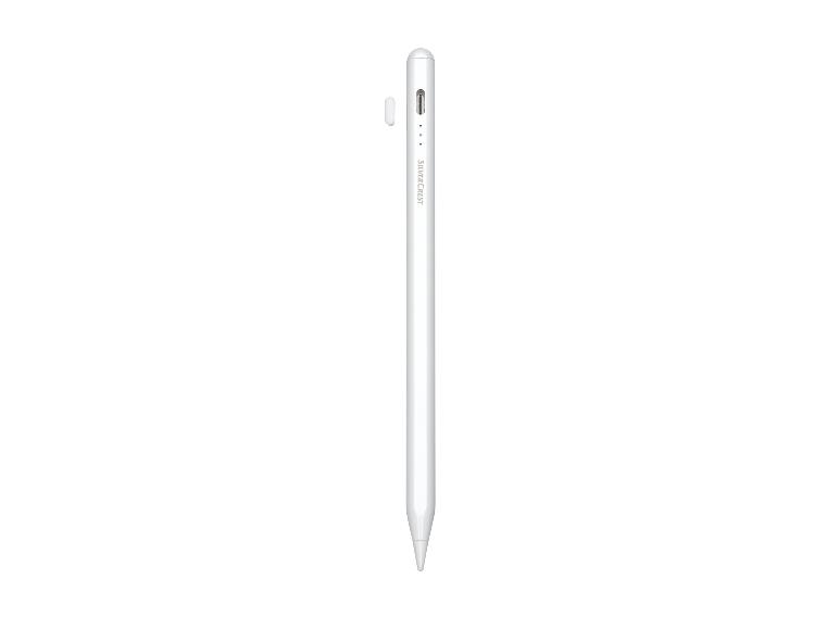 Een witte SilverCrest stylus met een extra punt.