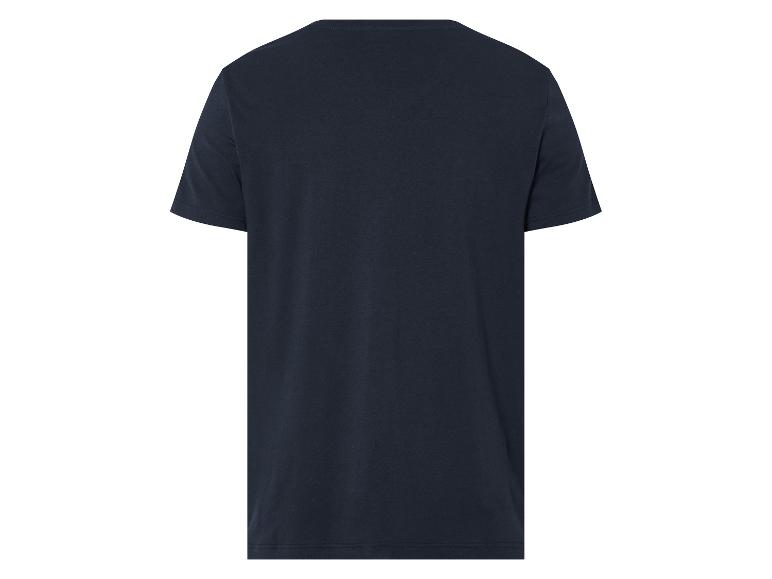 Donkerblauw t-shirt met korte mouwen.
