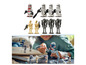 Lego Star Wars figuren, waaronder Clone Troopers, Battle Droids en een Geonosian.