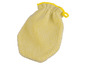 Een gele badhandschuh van badstof.