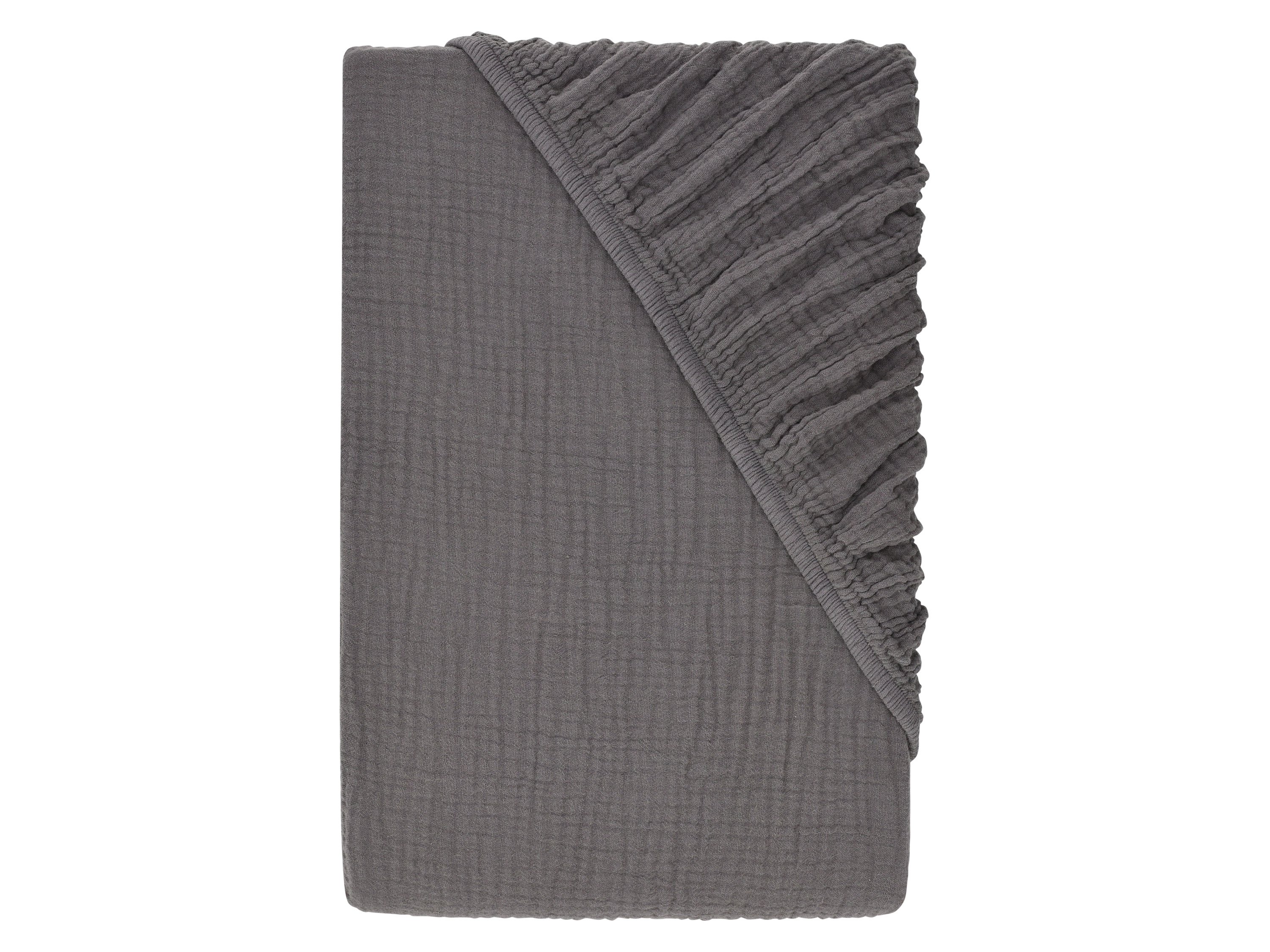 LIVARNO Mousseline hoeslaken 90-100 x 200 cm (Grijs)