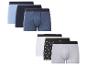 Herenboxers in blauwe, zwarte, witte en grijze kleuren, sommige met patroon