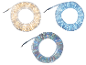 Drie rollen LED-touwverlichting: warm wit, koud wit en meerkleurig.