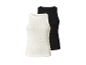 Twee tanktops, een witte en een zwarte.