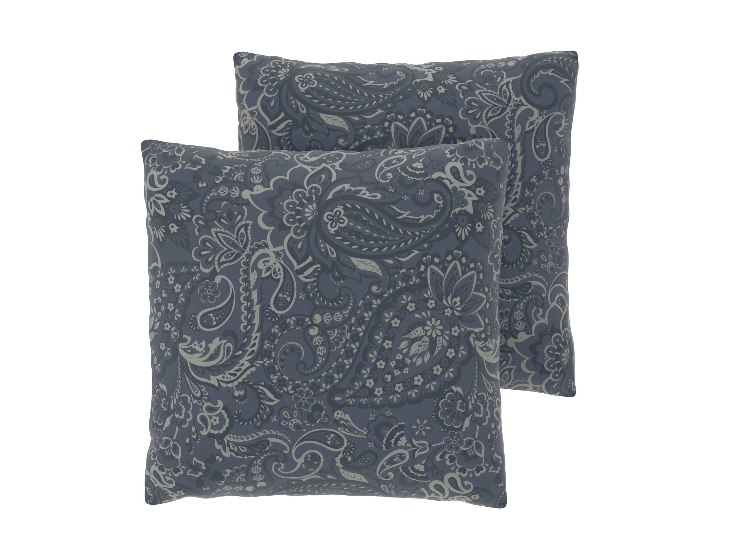 LIVARNO Set van 2 satijnen kussenslopen 60 x 50 cm (Paisley/grijs)