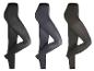 Drie panty's voor dames in zwart, donkergrijs en bruin.