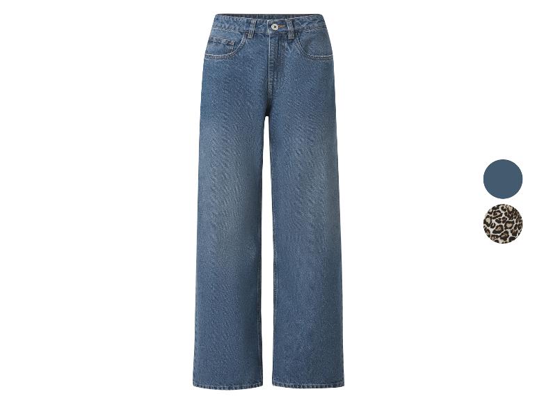Blauwe wide-leg denim jeans met kleur- en luipaardprintopties.