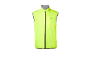Neongele mouwloze sportvest met ritssluiting.