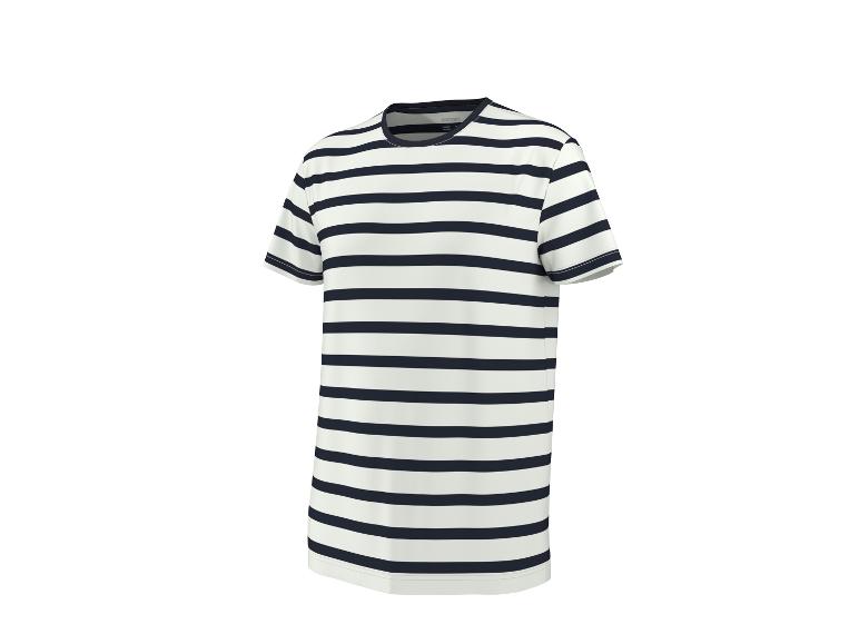 Gestreept T-shirt met korte mouwen in wit en marineblauw