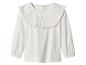 Witte blouse met rucheskraag en lange mouwen