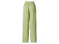 Dames lichtgroene katoenen wijde broek met elastische tailleband